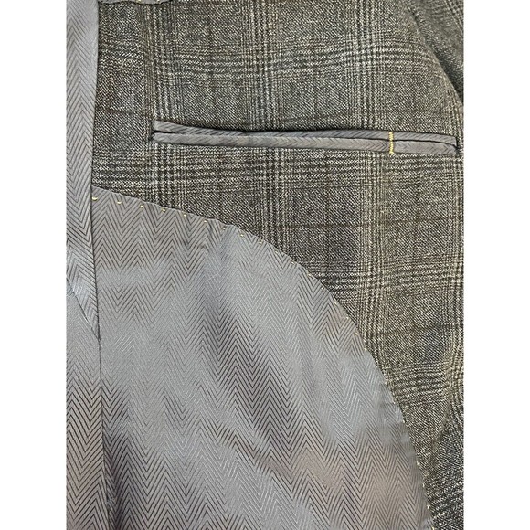 Napoli Wool Blazer Windowpane Plaid Suit Jacket 39R Gray Lined Notch Sports Coat - Picture 11 of 16